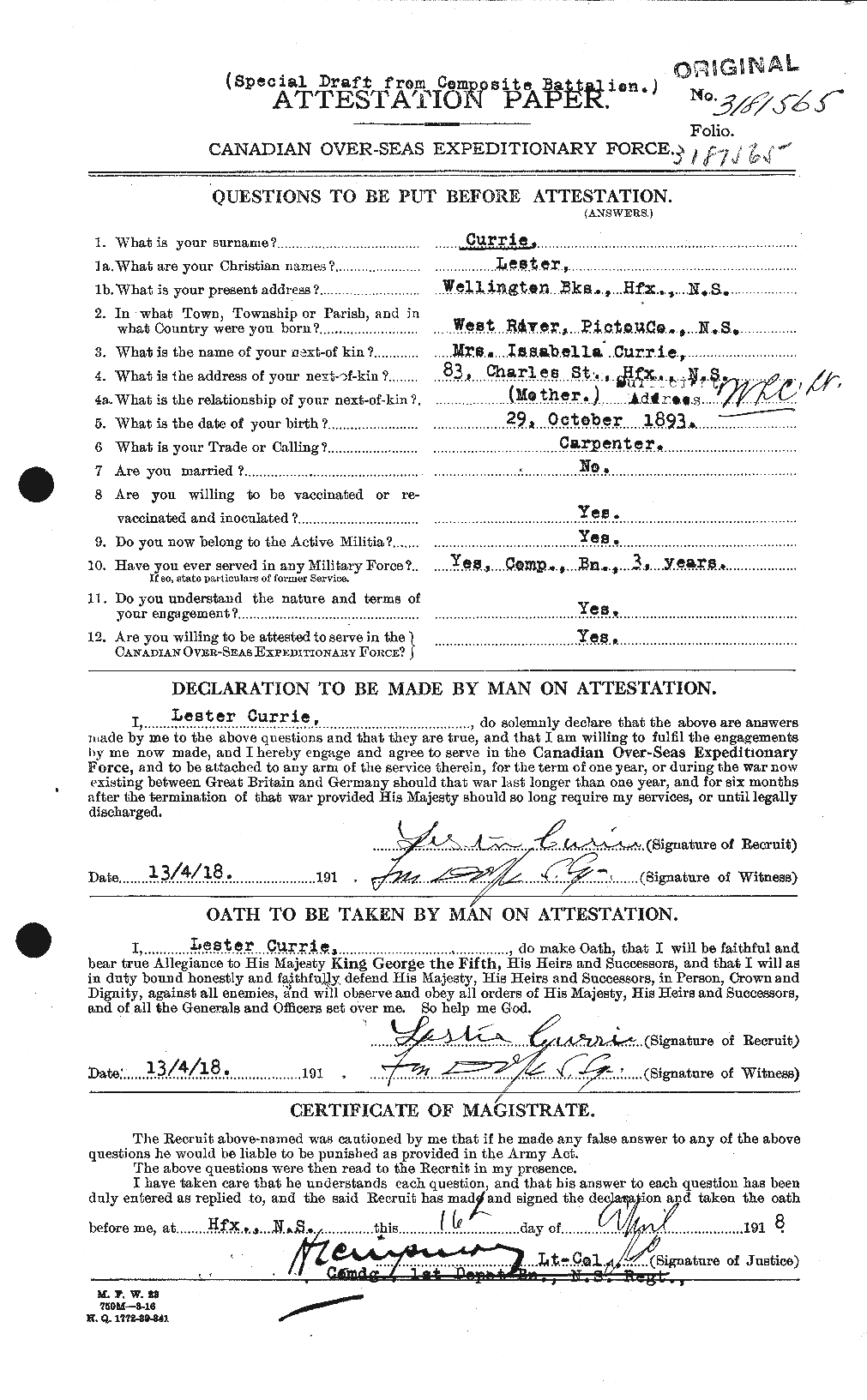 Personnel Records of the First World War - CEF 071668a