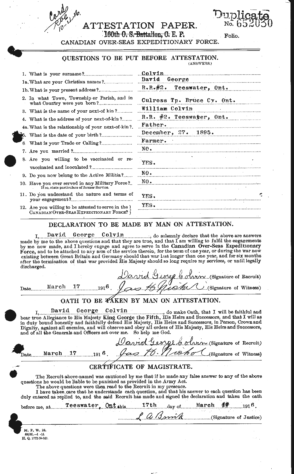 Dossiers du Personnel de la Première Guerre mondiale - CEC 071908a