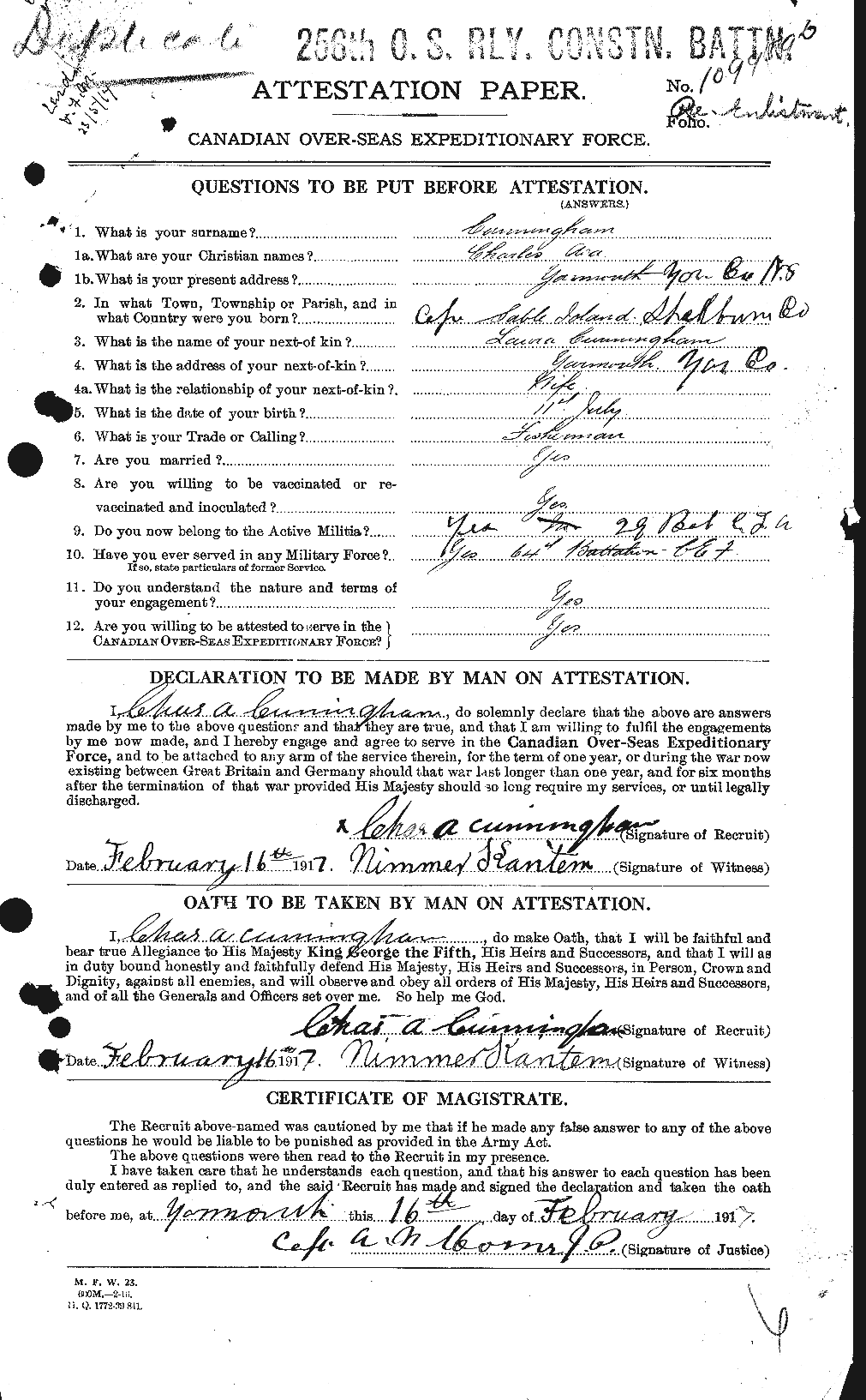 Personnel Records of the First World War - CEF 072035a