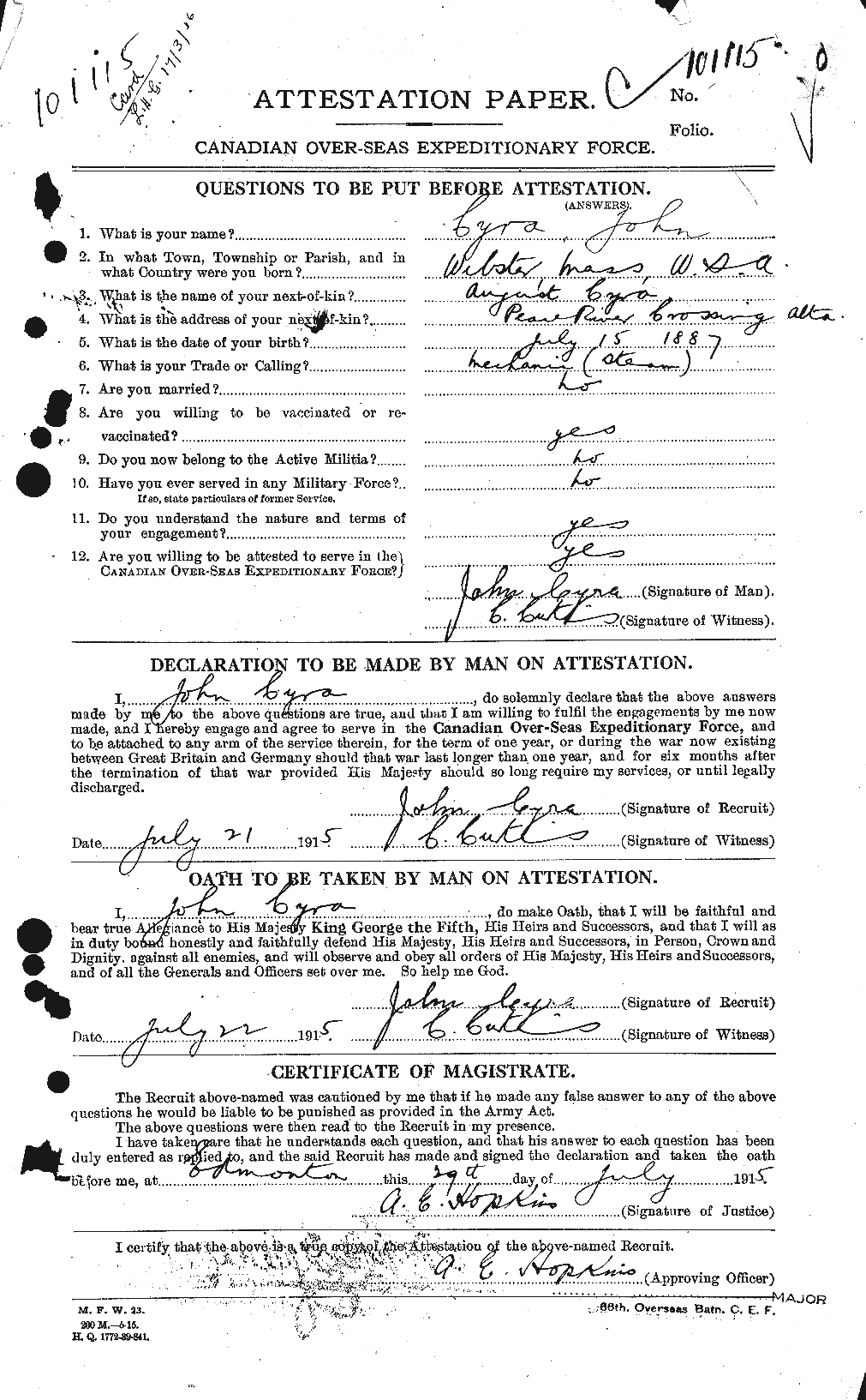Personnel Records of the First World War - CEF 072245a