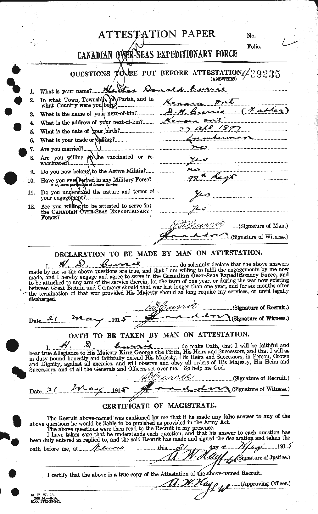 Personnel Records of the First World War - CEF 072911a