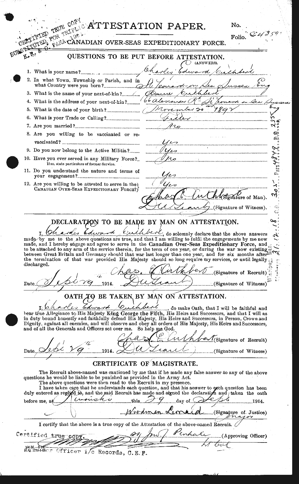 Personnel Records of the First World War - CEF 072984a