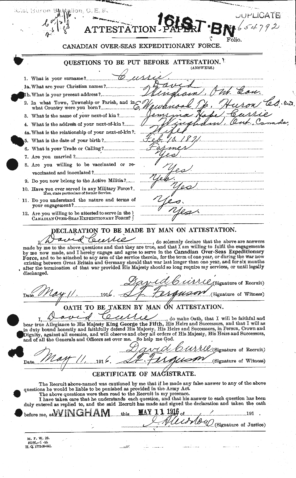 Personnel Records of the First World War - CEF 073038a