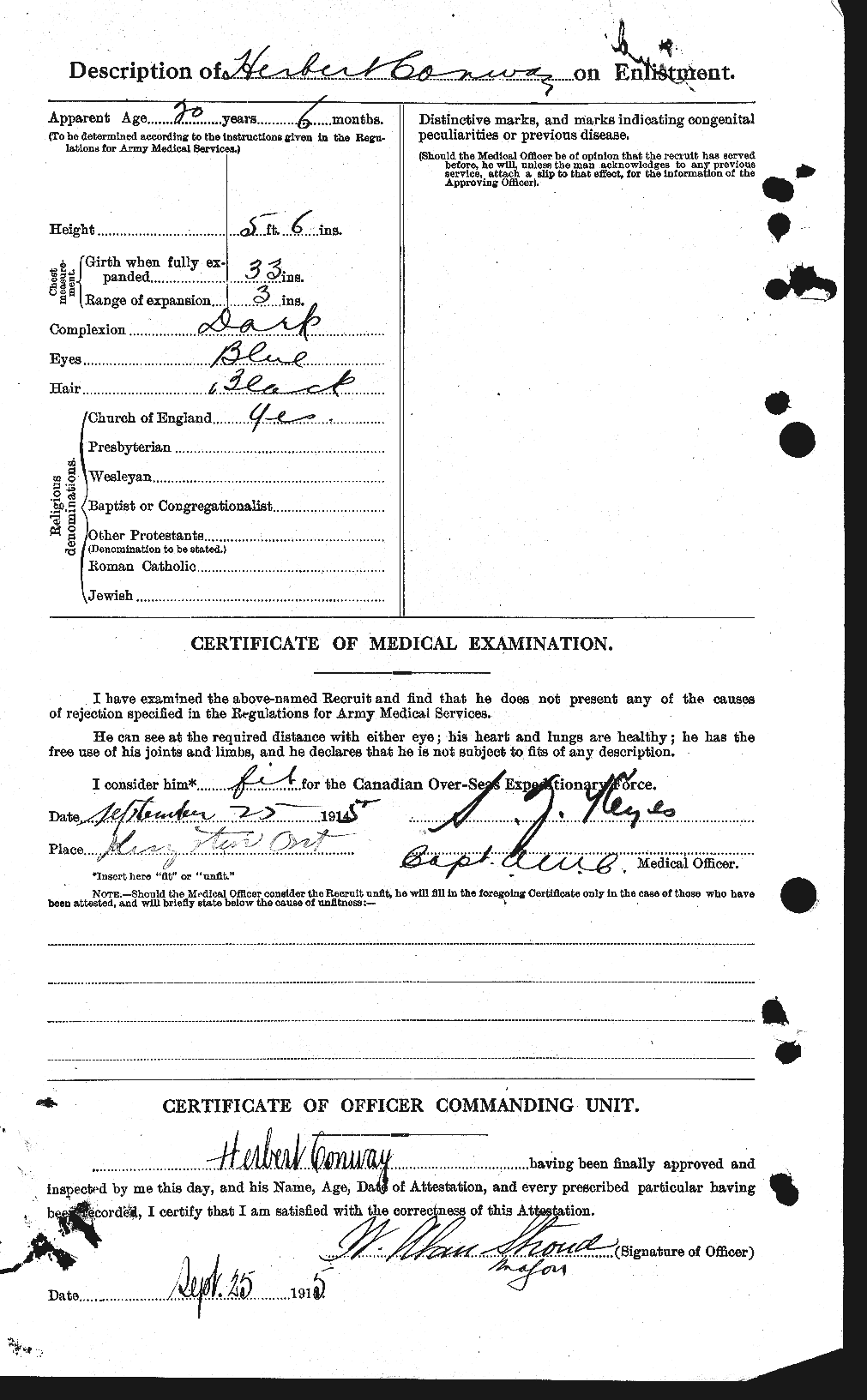 Dossiers du Personnel de la Première Guerre mondiale - CEC 073362b