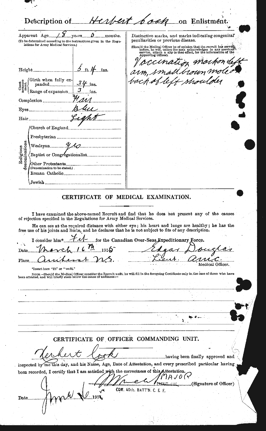 Dossiers du Personnel de la Première Guerre mondiale - CEC 073713b