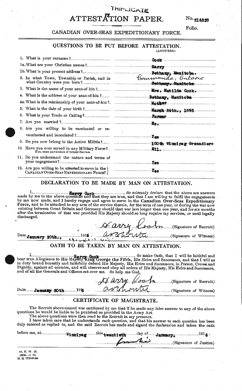 Personnel Records of the First World War - CEF 073761a
