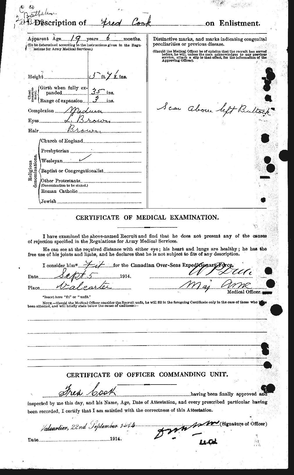 Dossiers du Personnel de la Première Guerre mondiale - CEC 073880b