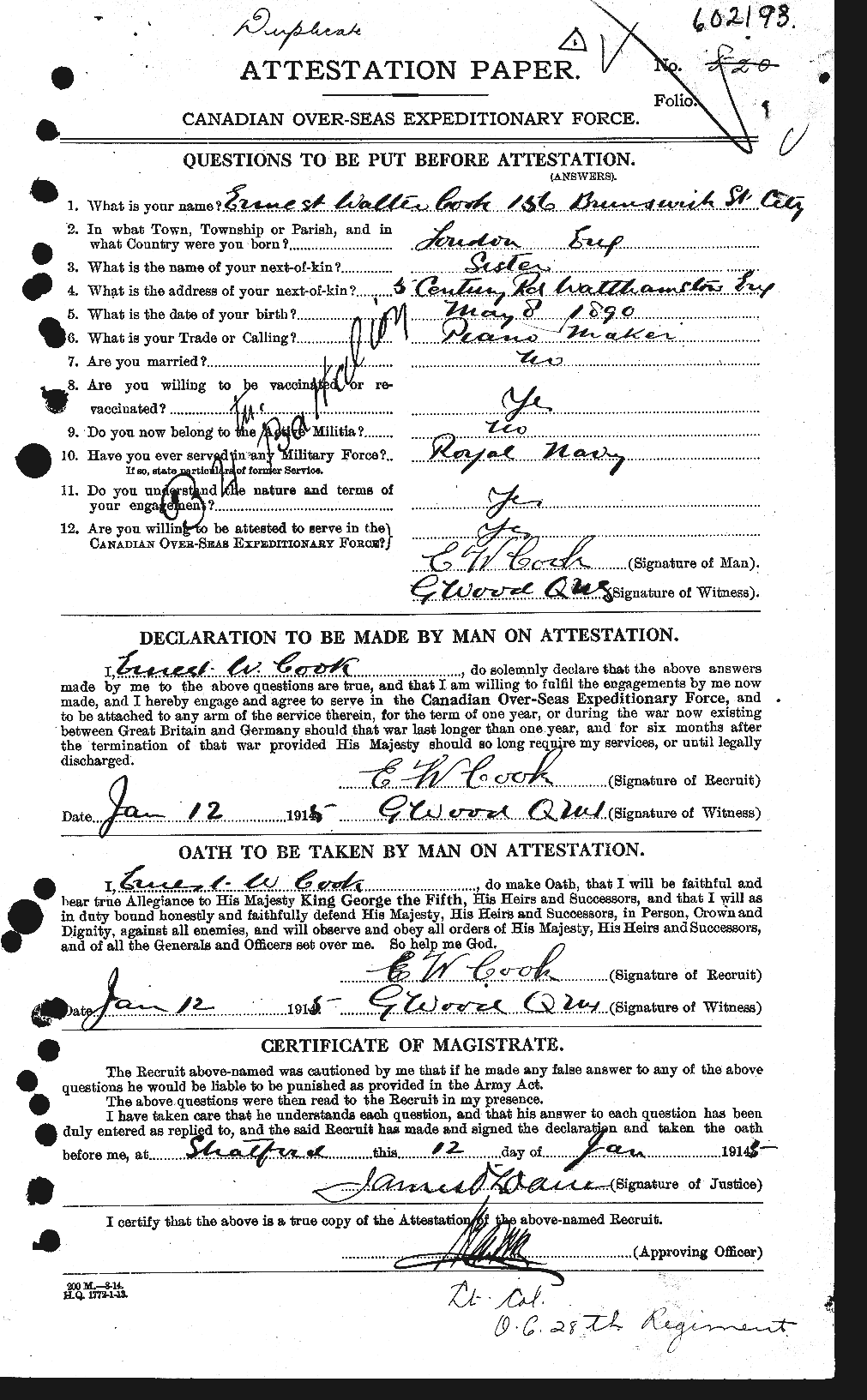 Personnel Records of the First World War - CEF 073916a
