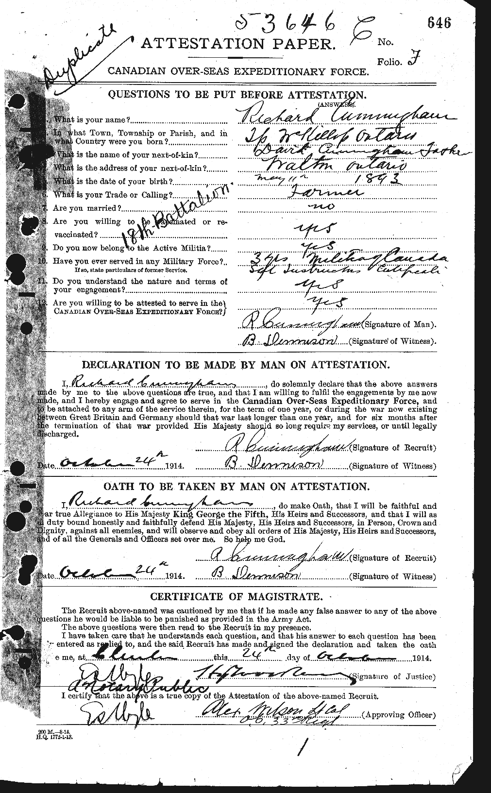 Personnel Records of the First World War - CEF 074507a