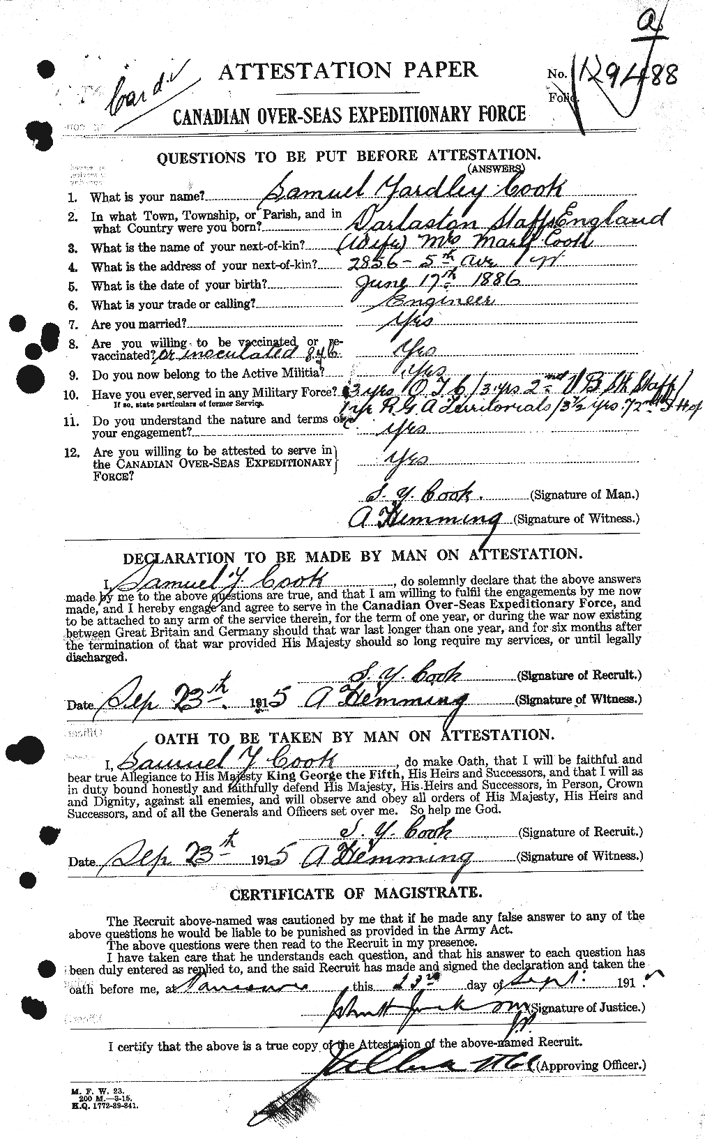 Personnel Records of the First World War - CEF 075024a