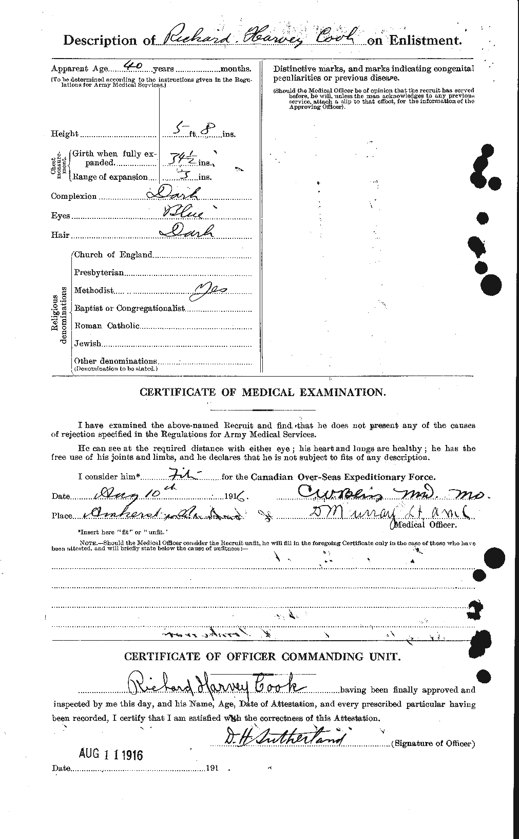 Dossiers du Personnel de la Première Guerre mondiale - CEC 075180b