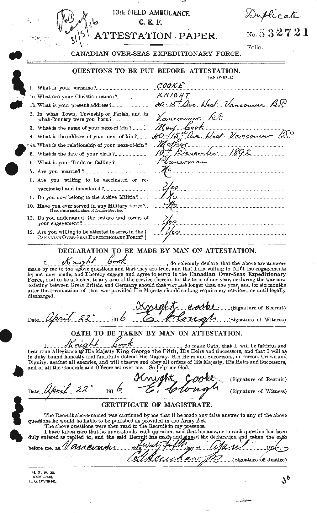 Personnel Records of the First World War - CEF 075809a