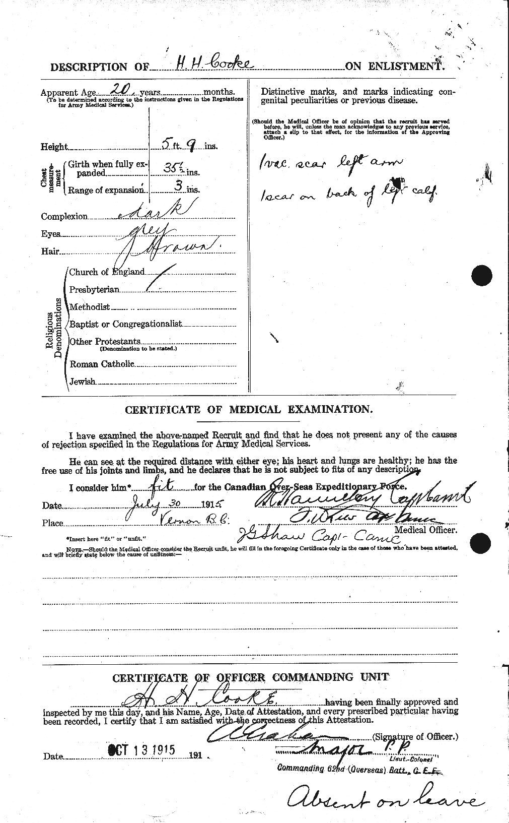 Dossiers du Personnel de la Première Guerre mondiale - CEC 075966b