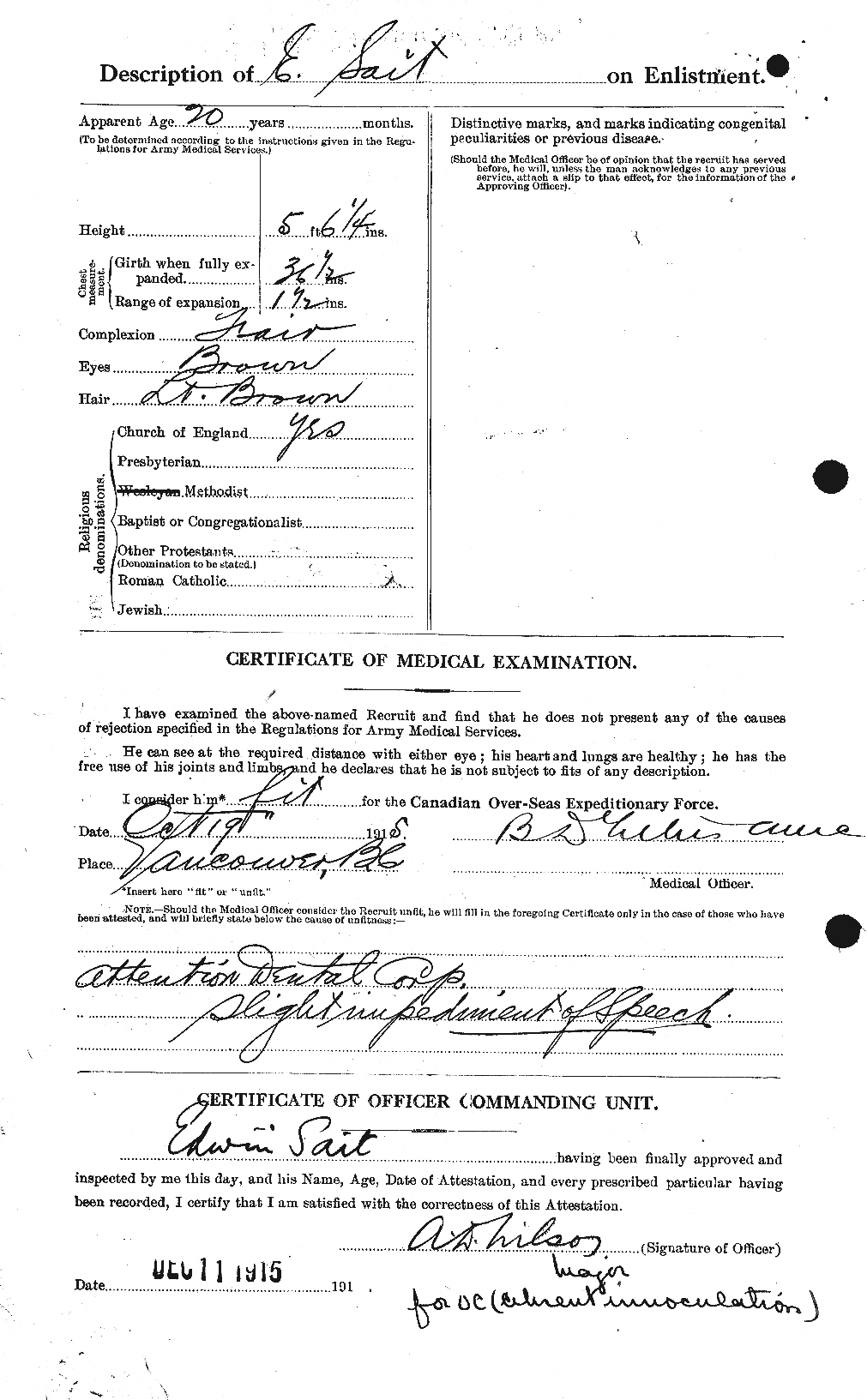 Dossiers du Personnel de la Première Guerre mondiale - CEC 077227b