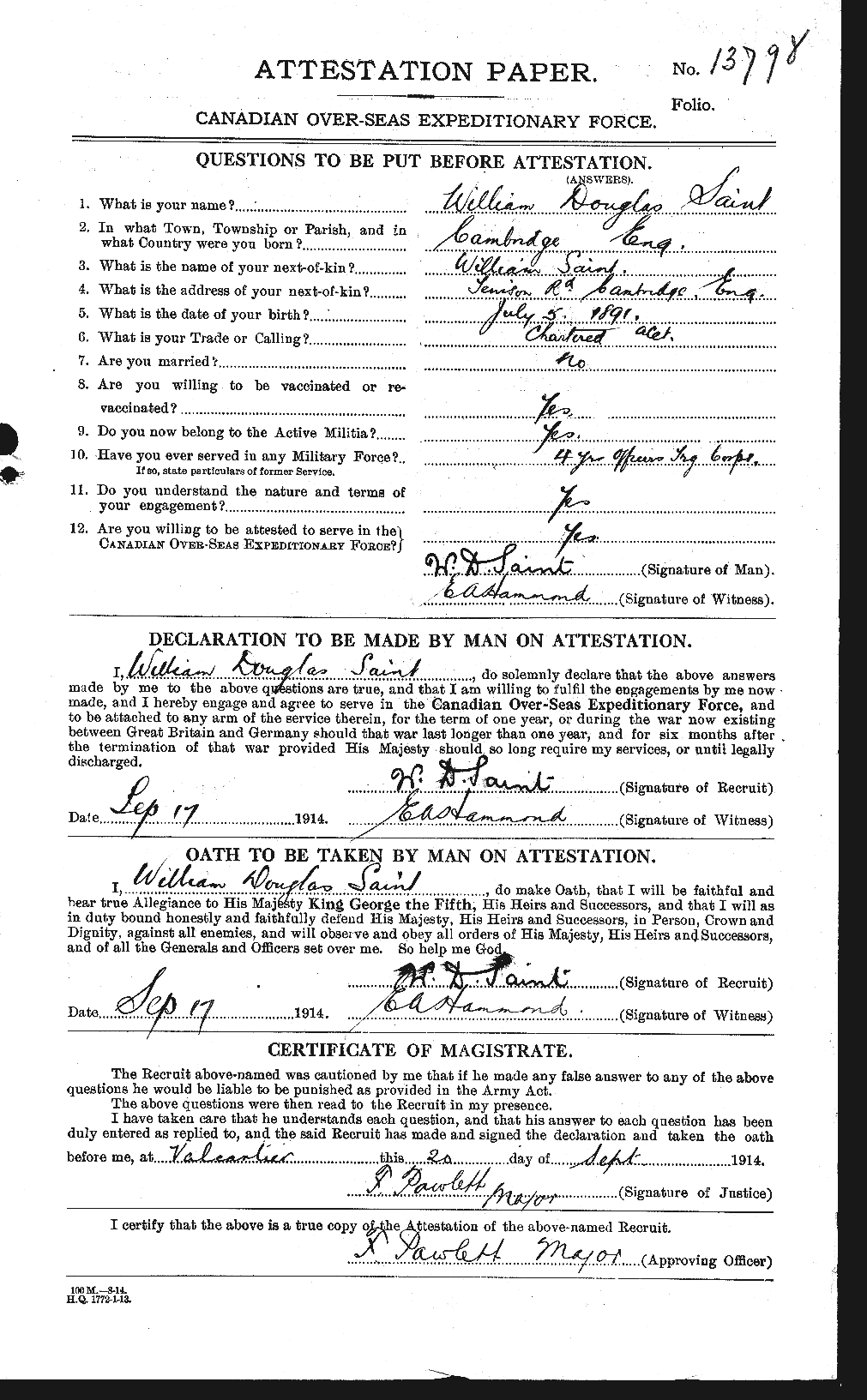 Personnel Records of the First World War - CEF 077236a