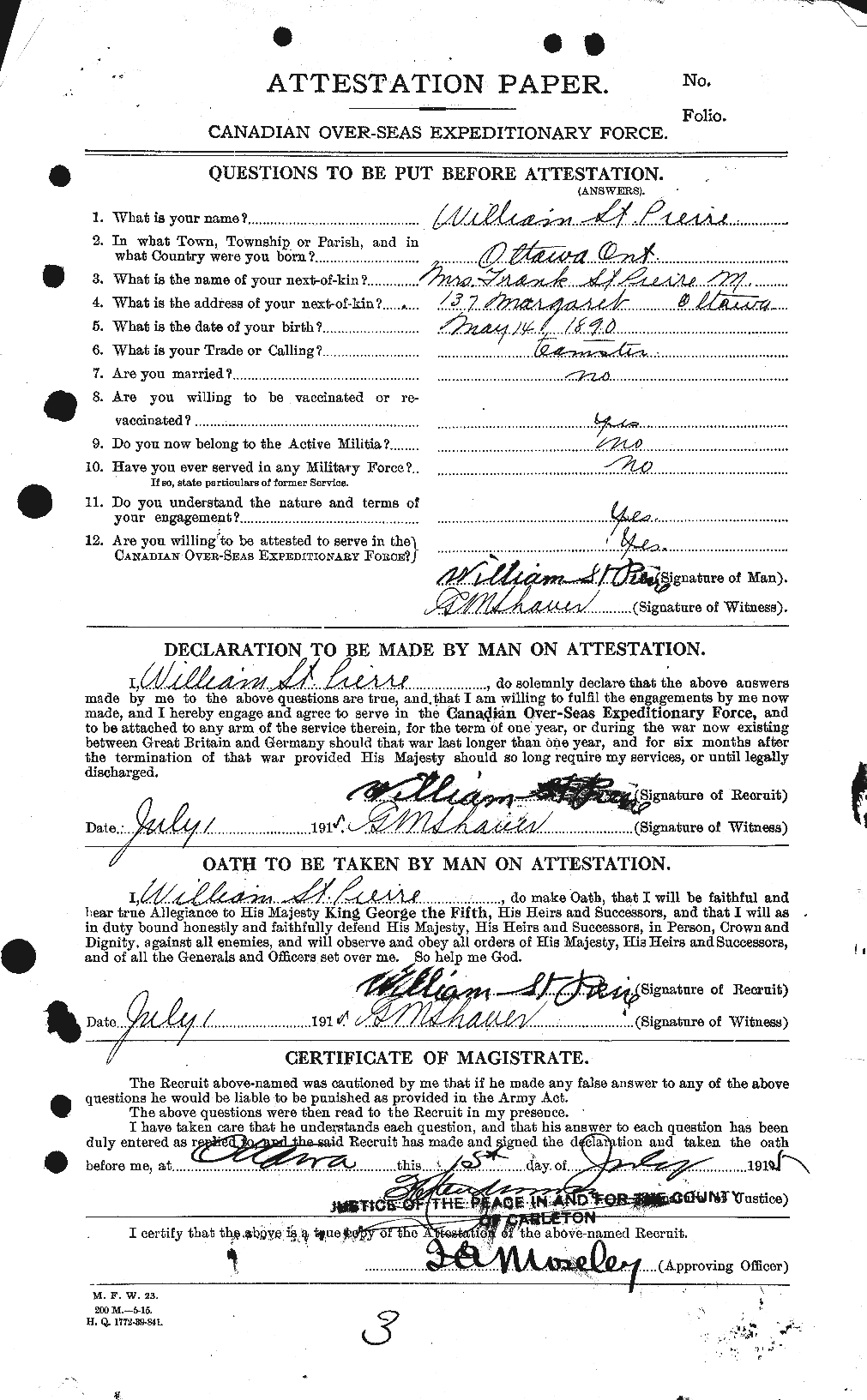 Personnel Records of the First World War - CEF 077548a