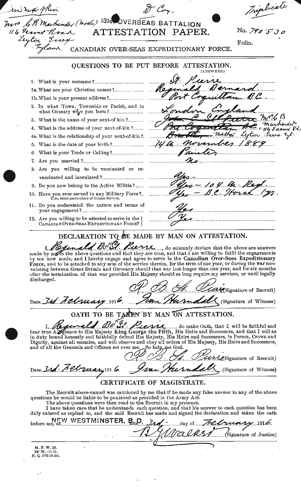 Personnel Records of the First World War - CEF 077567a