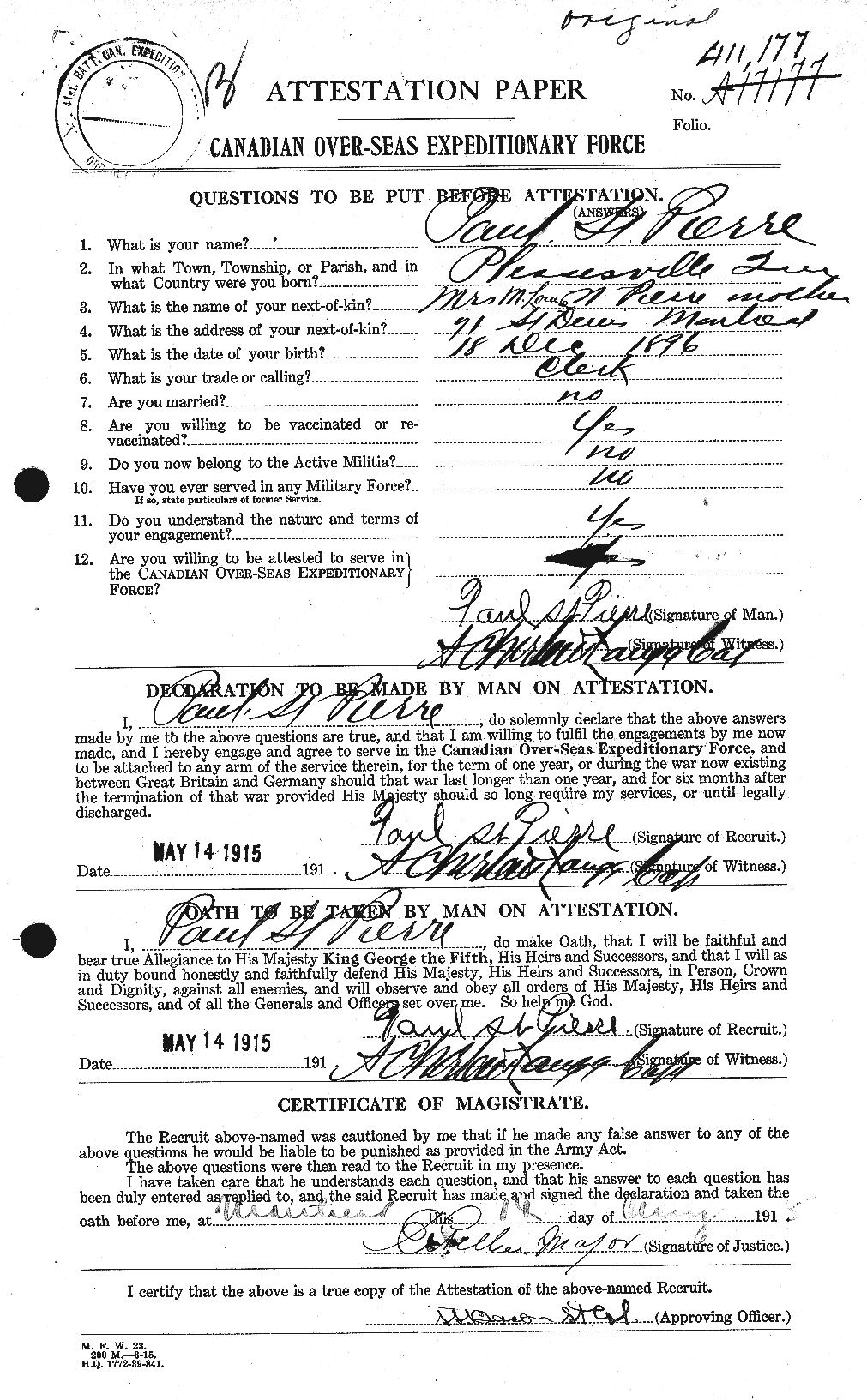 Personnel Records of the First World War - CEF 077576a