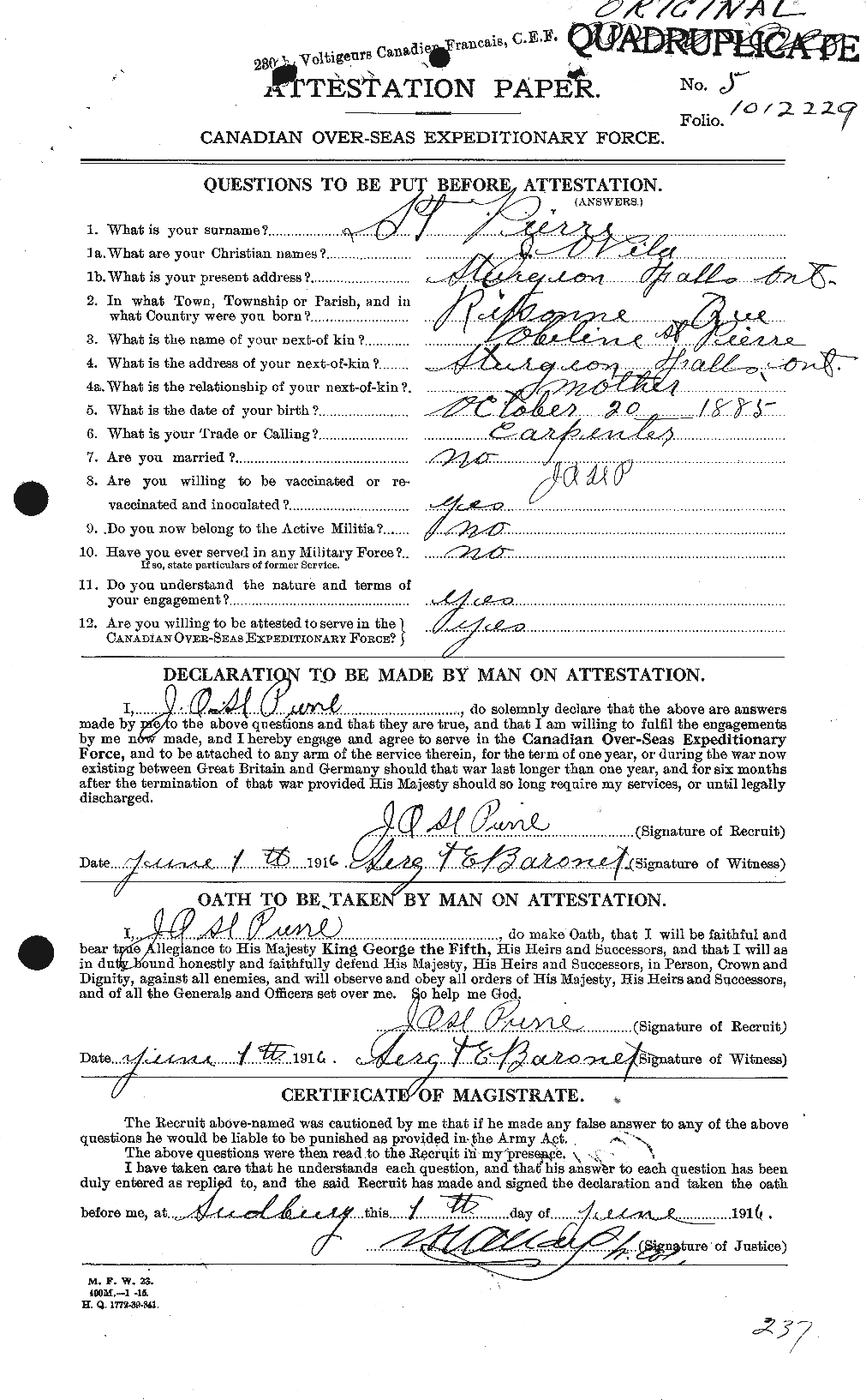 Personnel Records of the First World War - CEF 077580a