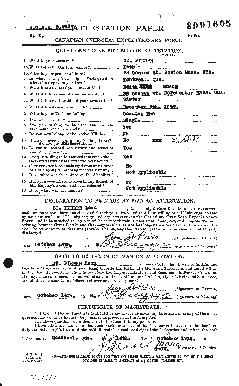 Personnel Records of the First World War - CEF 077593a