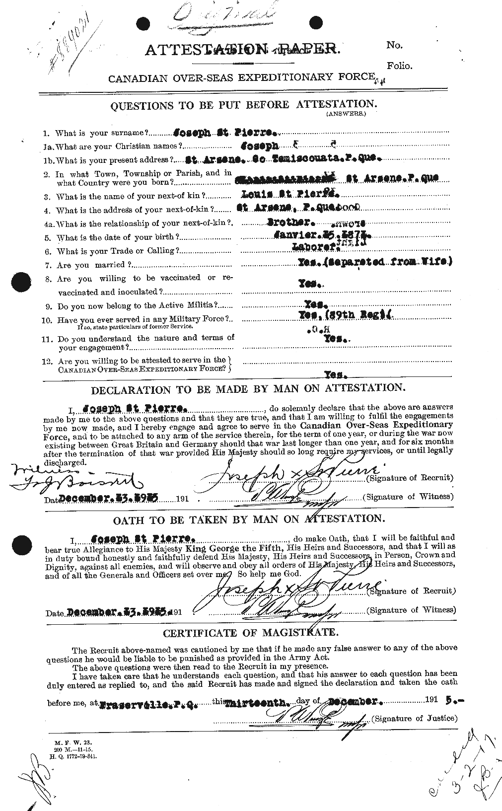 Personnel Records of the First World War - CEF 077673a