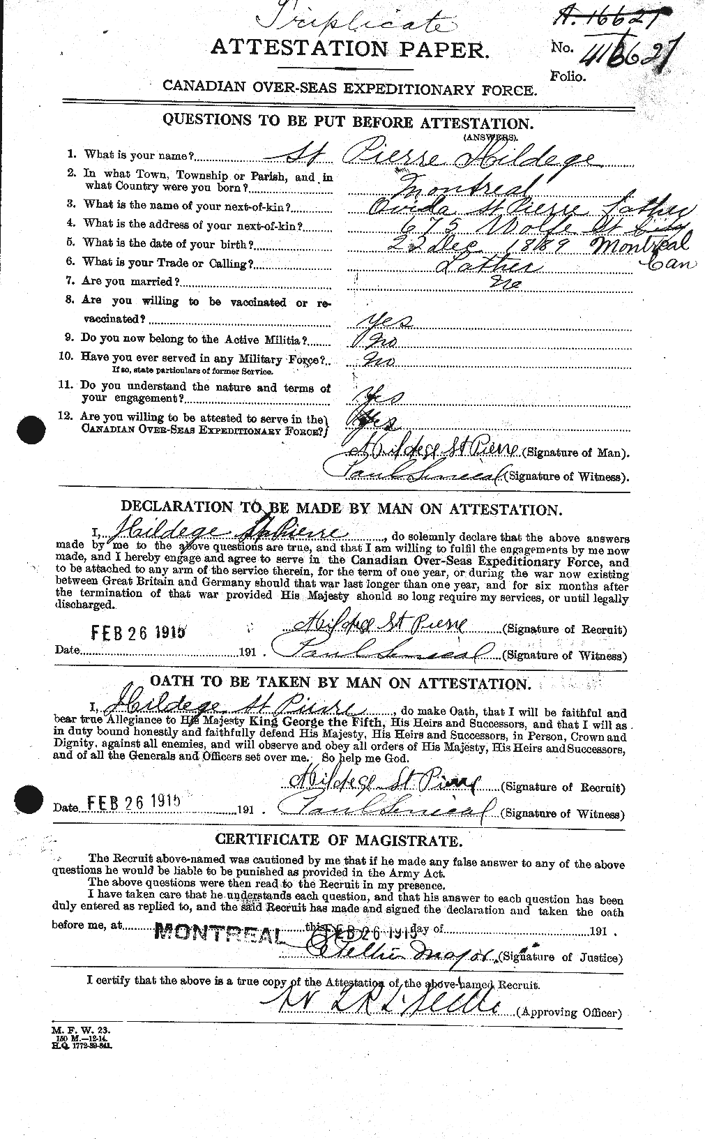 Personnel Records of the First World War - CEF 077697a
