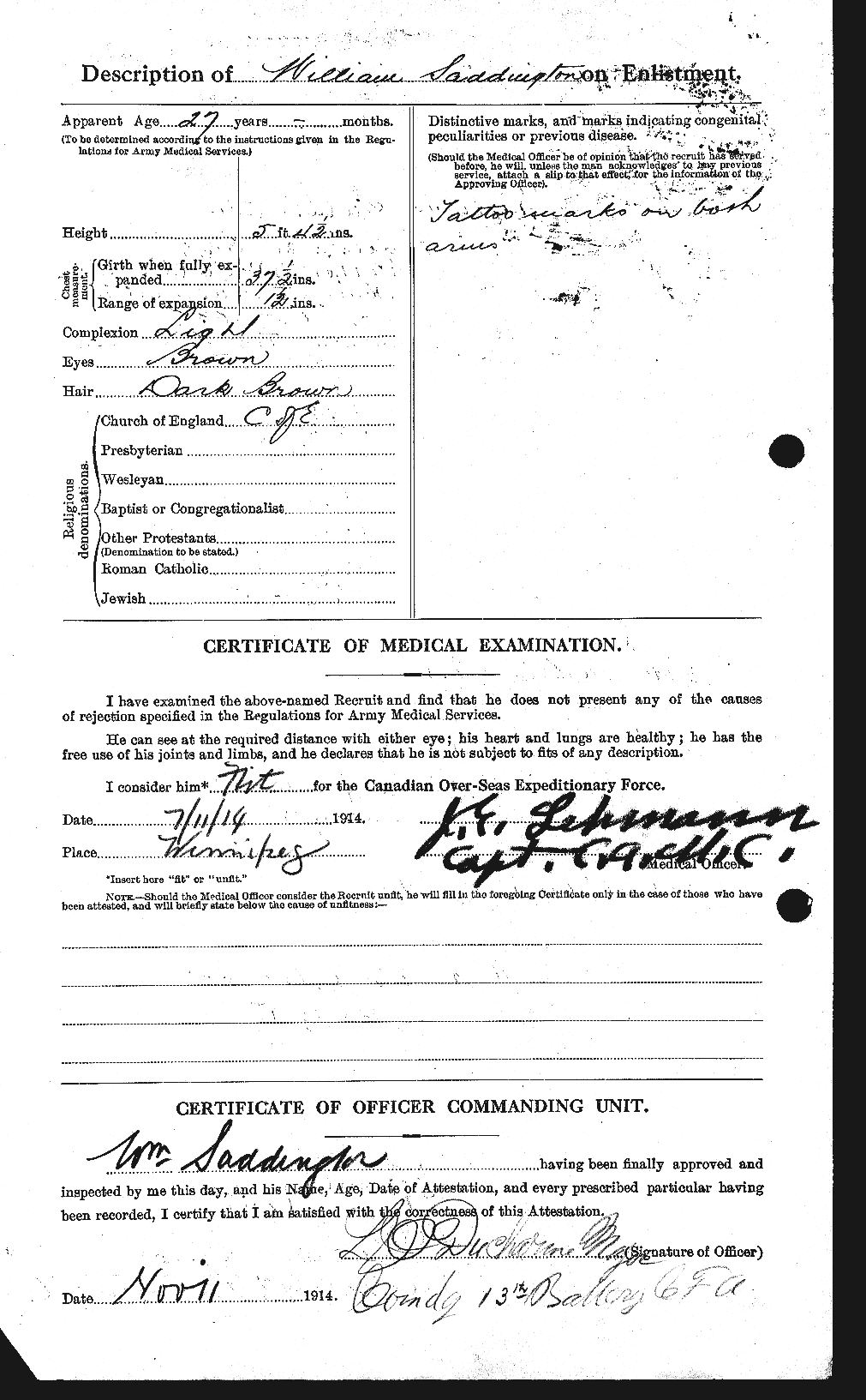 Dossiers du Personnel de la Première Guerre mondiale - CEC 077792b