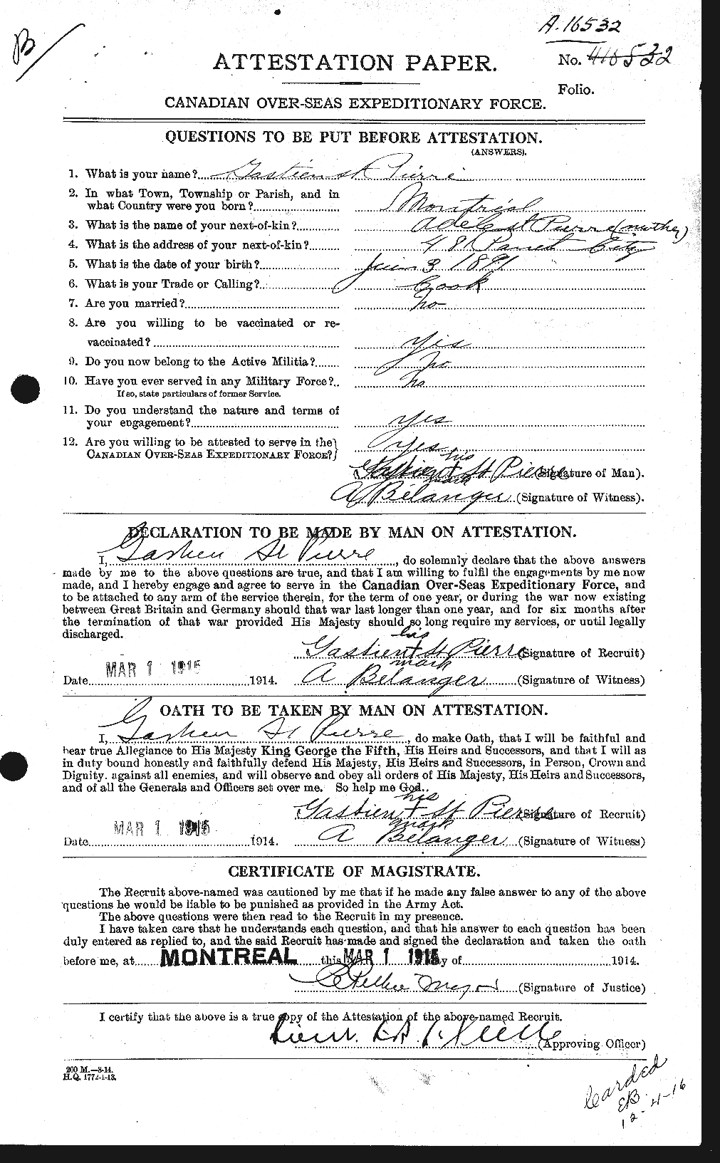 Personnel Records of the First World War - CEF 077820a