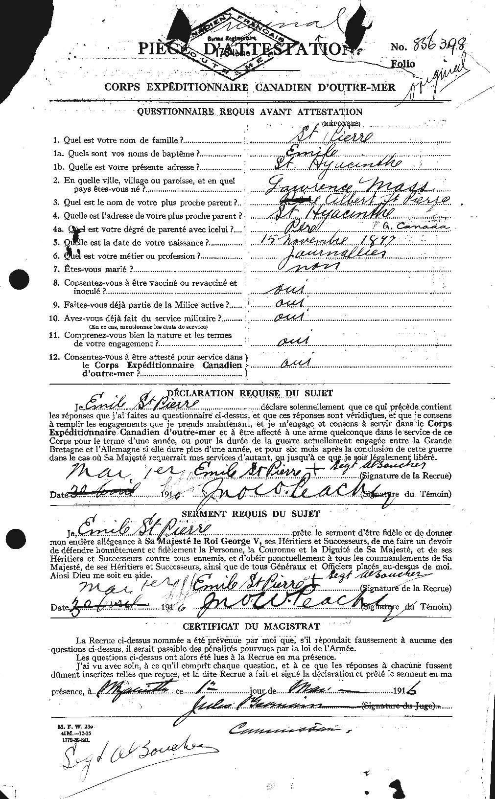 Personnel Records of the First World War - CEF 077829a
