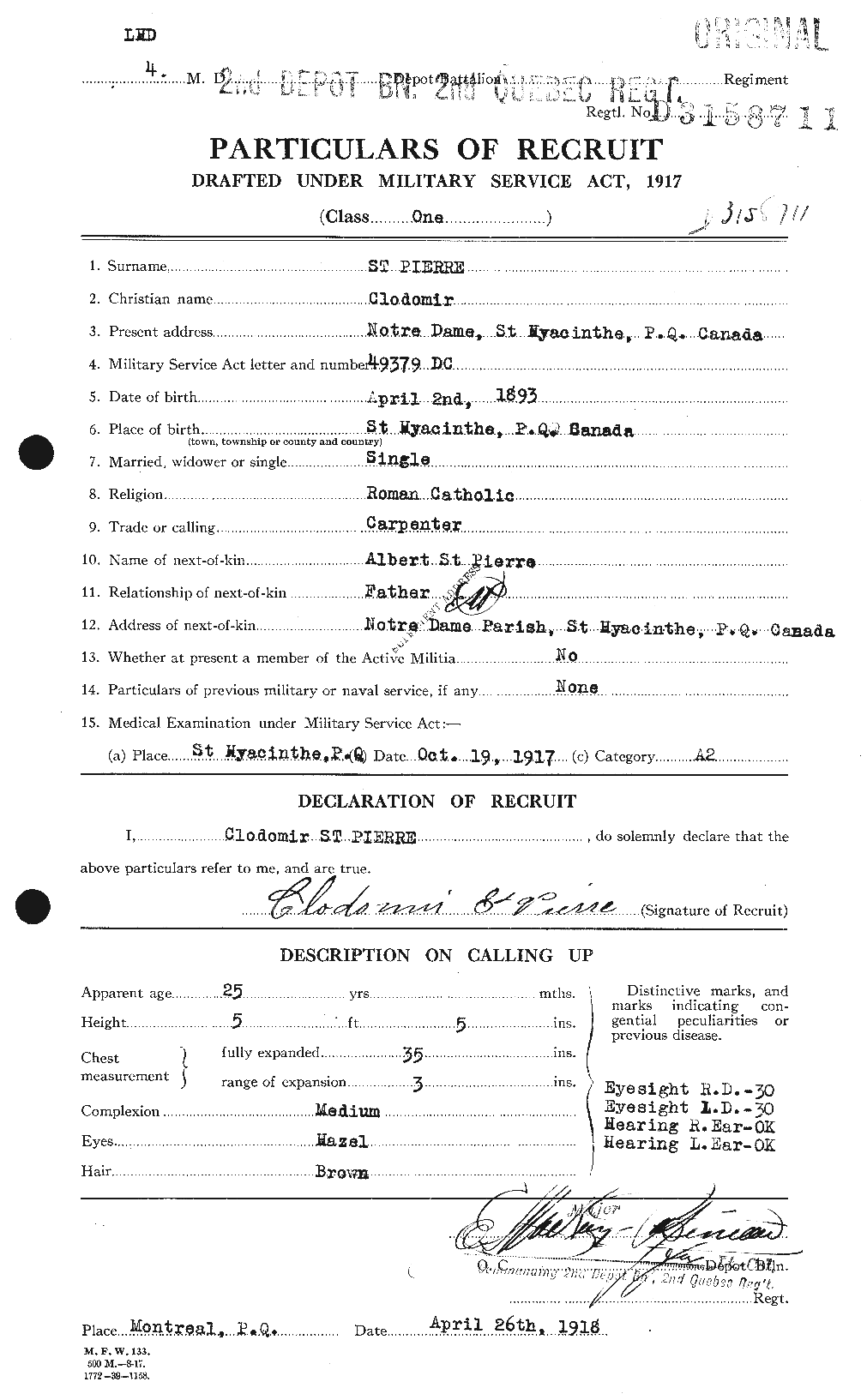 Personnel Records of the First World War - CEF 077838a
