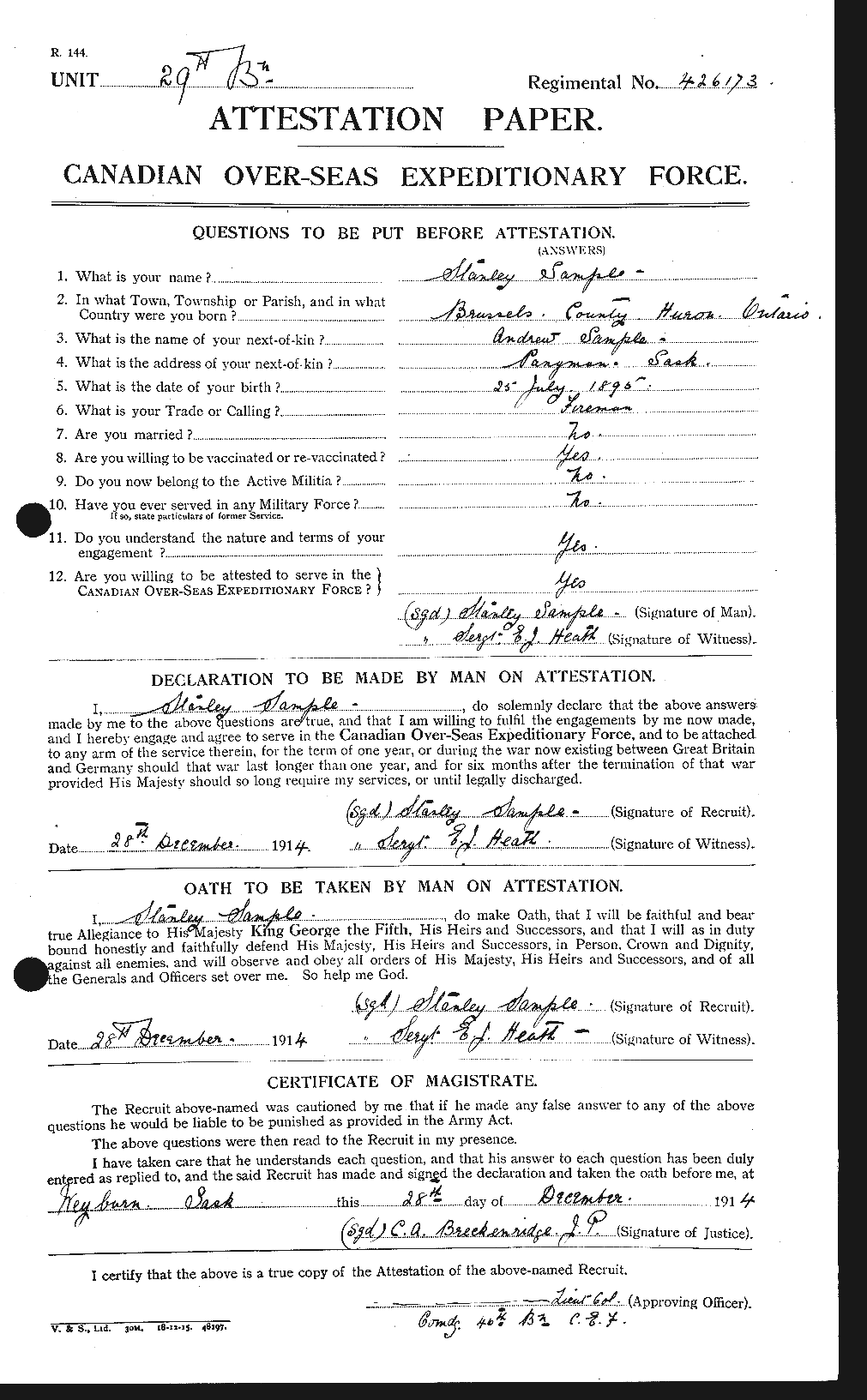 Personnel Records of the First World War - CEF 078176a