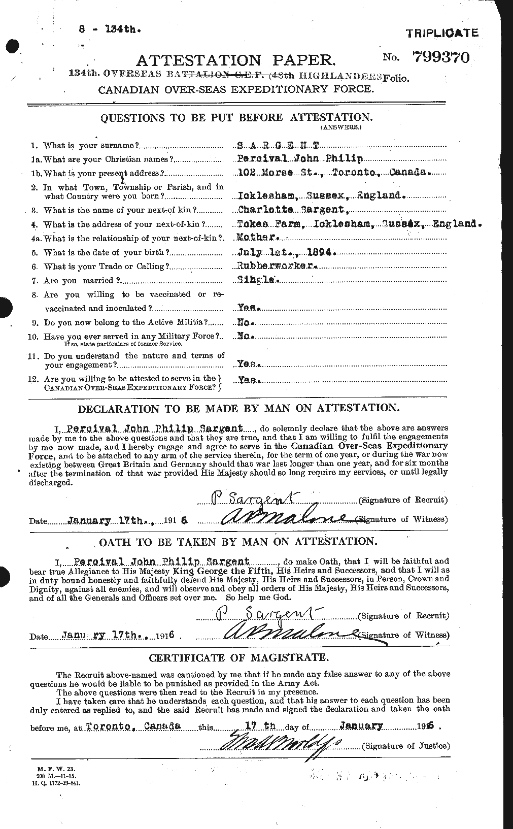 Personnel Records of the First World War - CEF 079123a