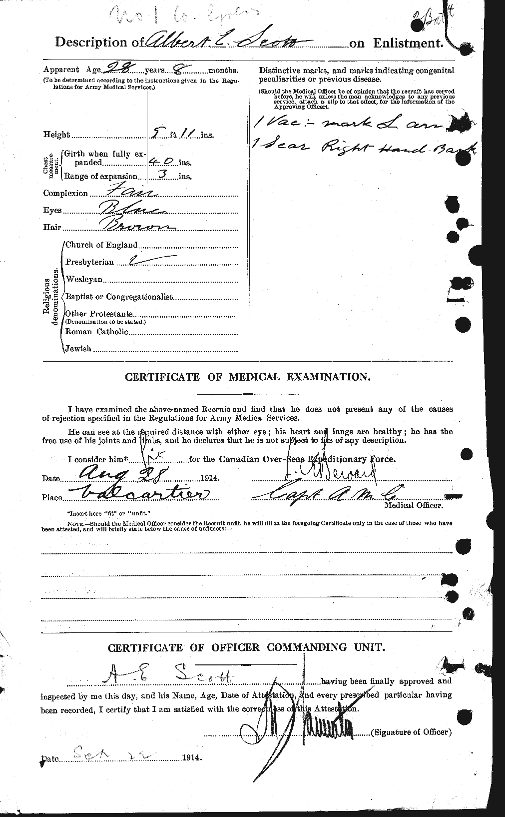Dossiers du Personnel de la Première Guerre mondiale - CEC 079275b