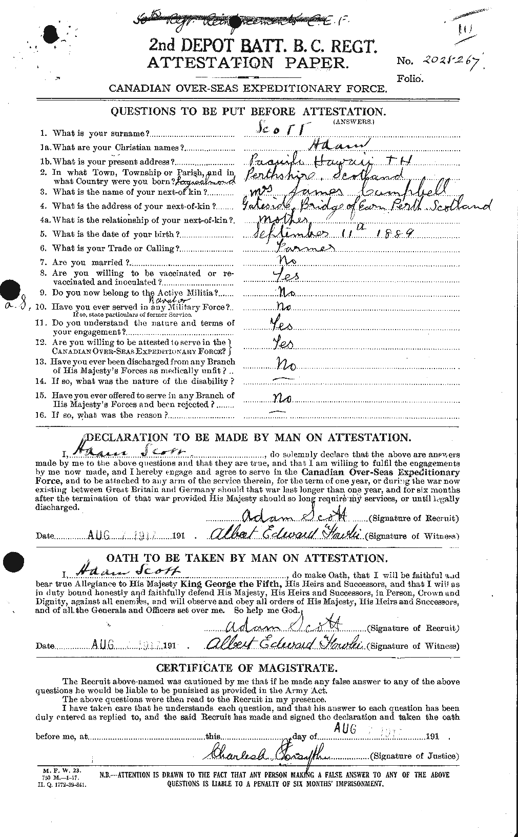 Personnel Records of the First World War - CEF 079286a