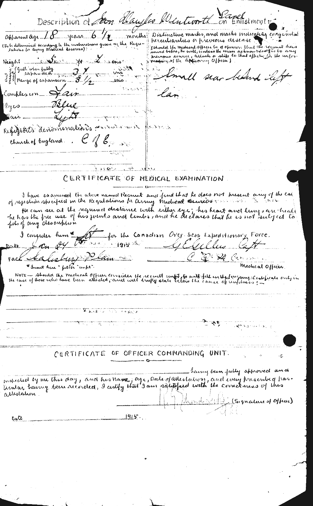 Dossiers du Personnel de la Première Guerre mondiale - CEC 079792b