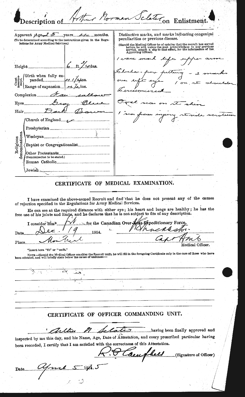 Dossiers du Personnel de la Première Guerre mondiale - CEC 080147b