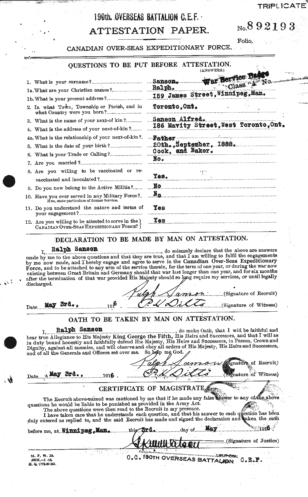 Personnel Records of the First World War - CEF 080400a