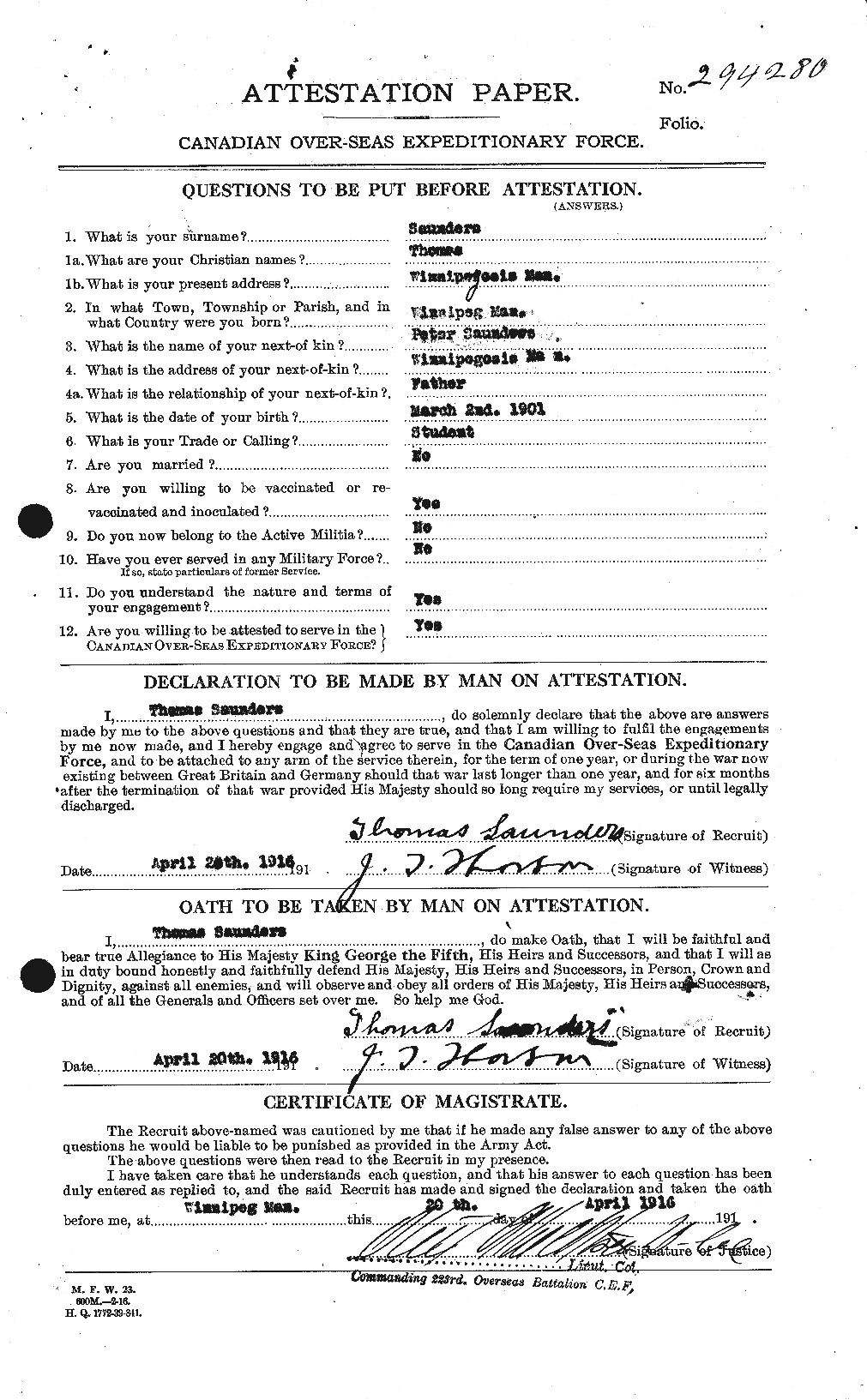Personnel Records of the First World War - CEF 080426a
