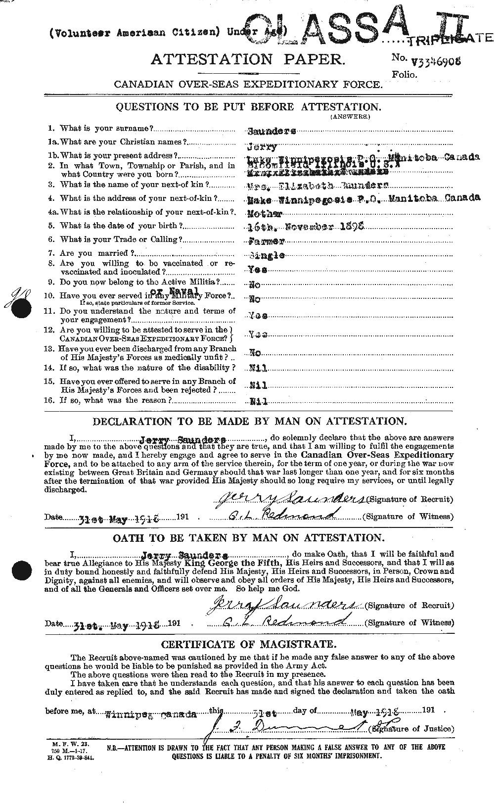 Dossiers du Personnel de la Première Guerre mondiale - CEC 080621a