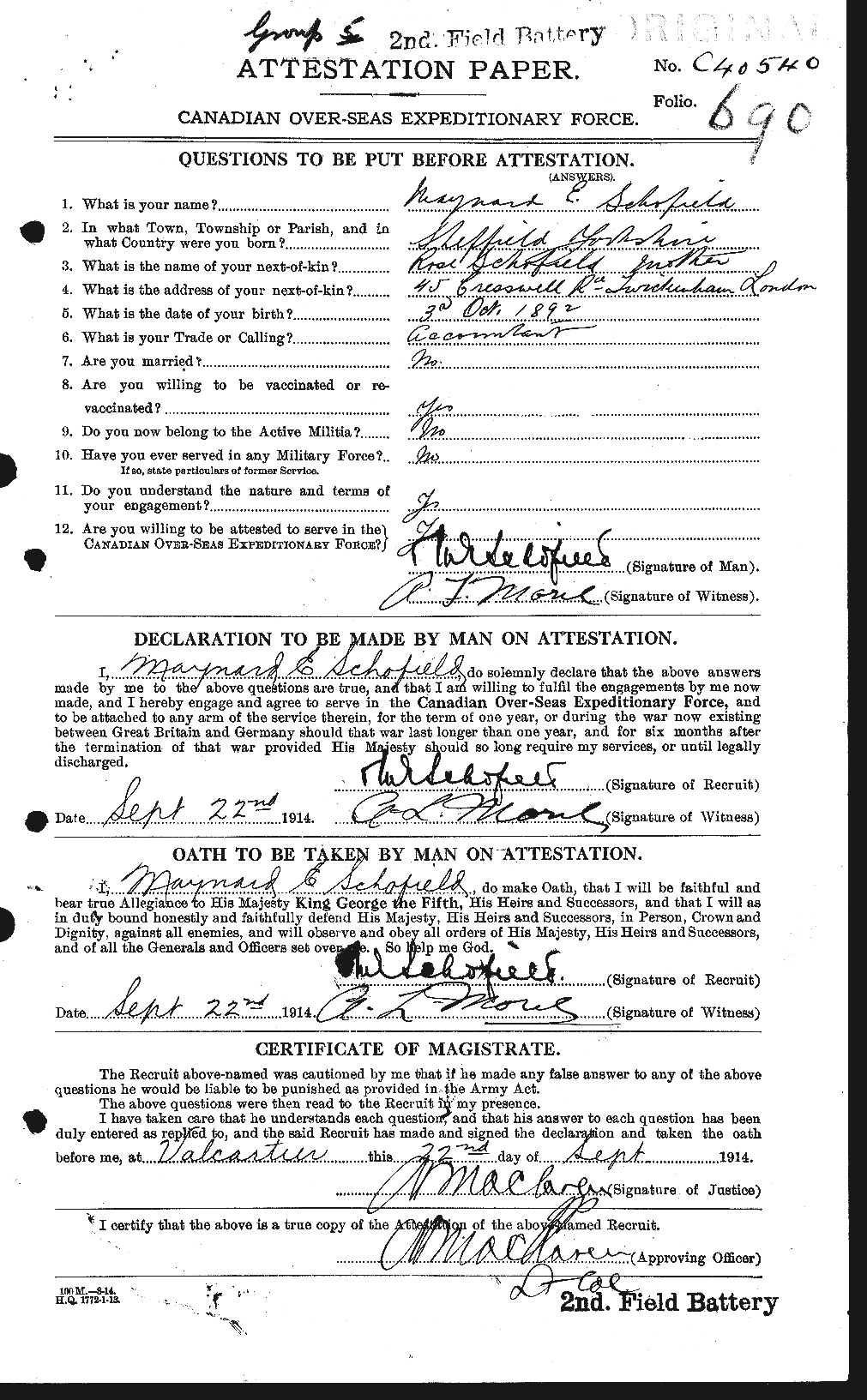 Personnel Records of the First World War - CEF 081065a