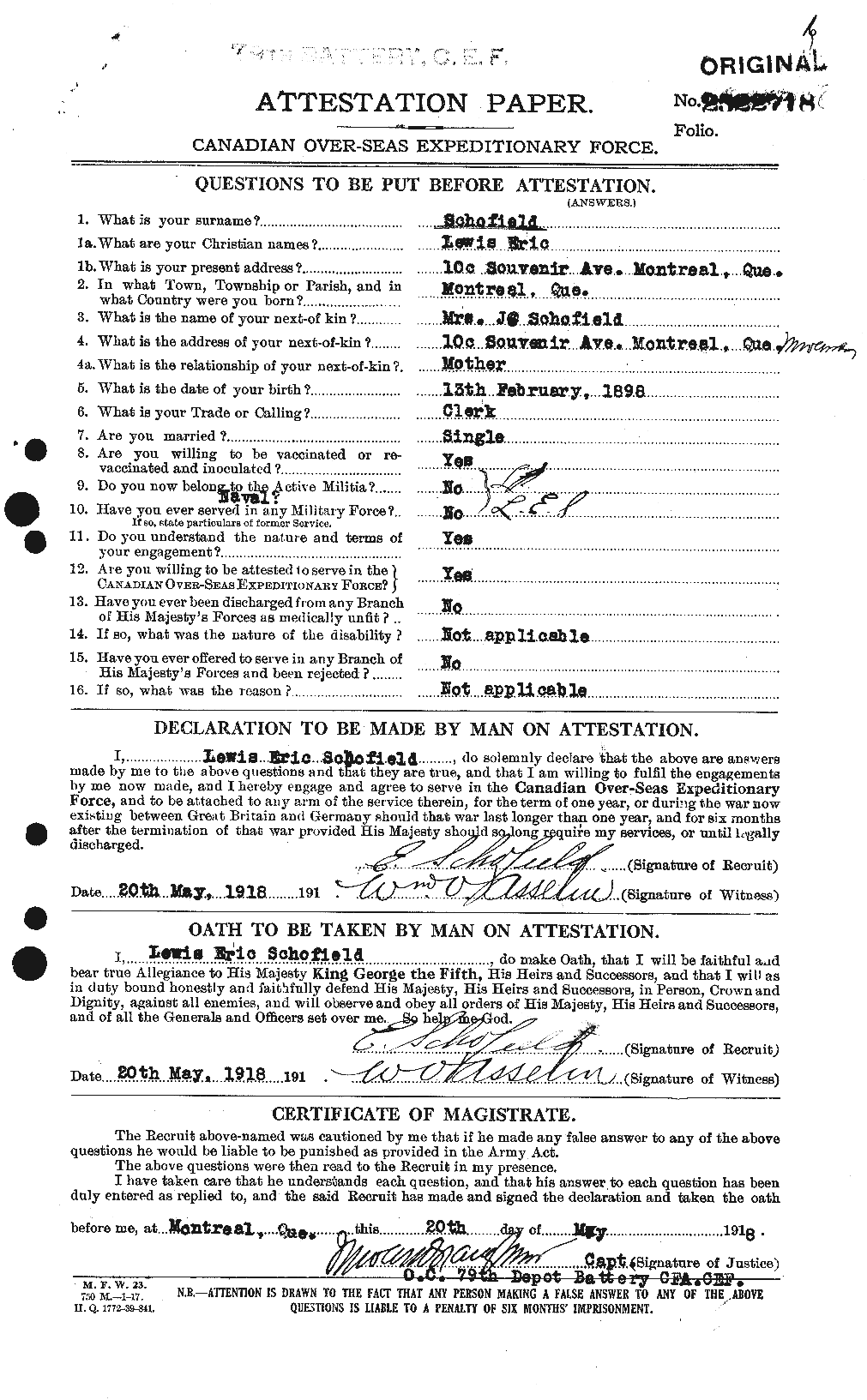 Personnel Records of the First World War - CEF 081067a