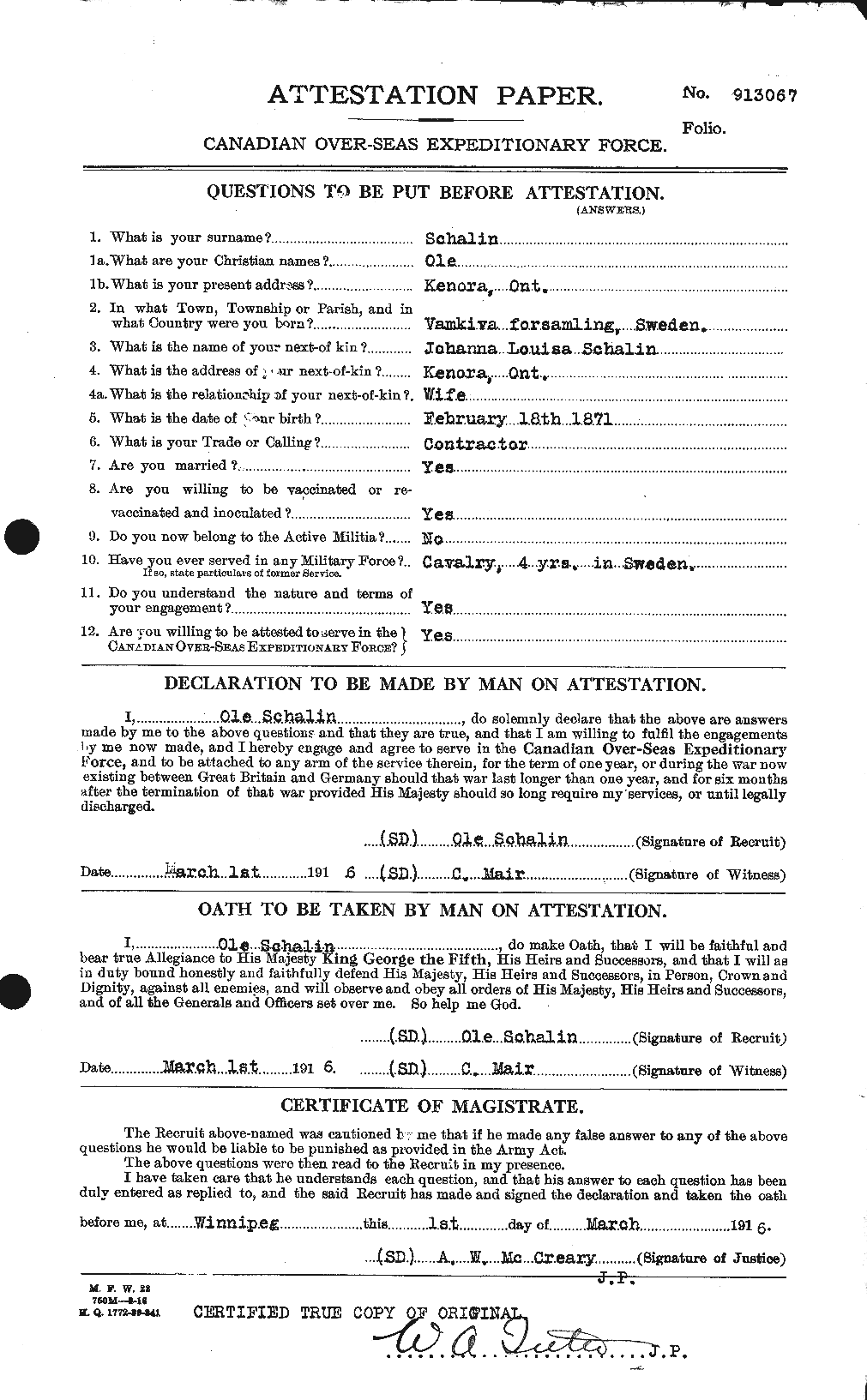 Personnel Records of the First World War - CEF 081305a