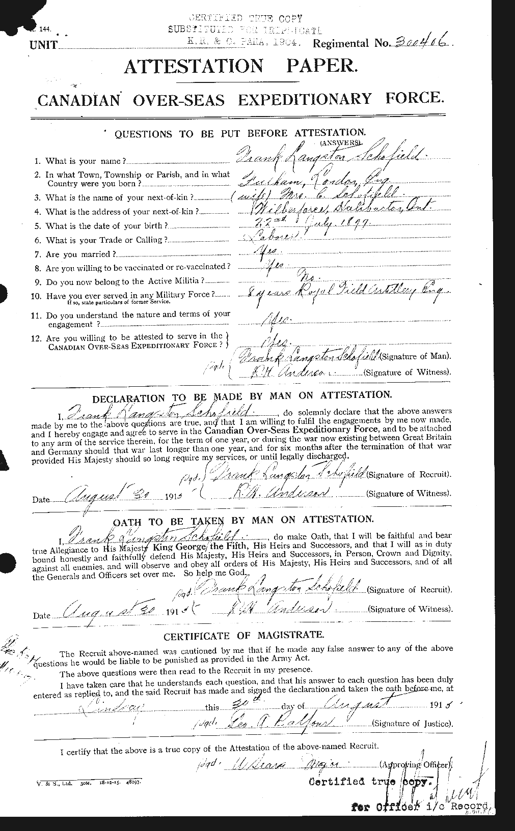 Personnel Records of the First World War - CEF 082203a