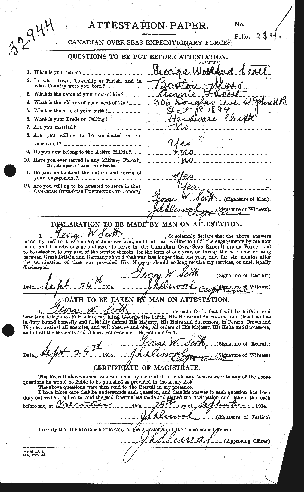 Personnel Records of the First World War - CEF 083126a