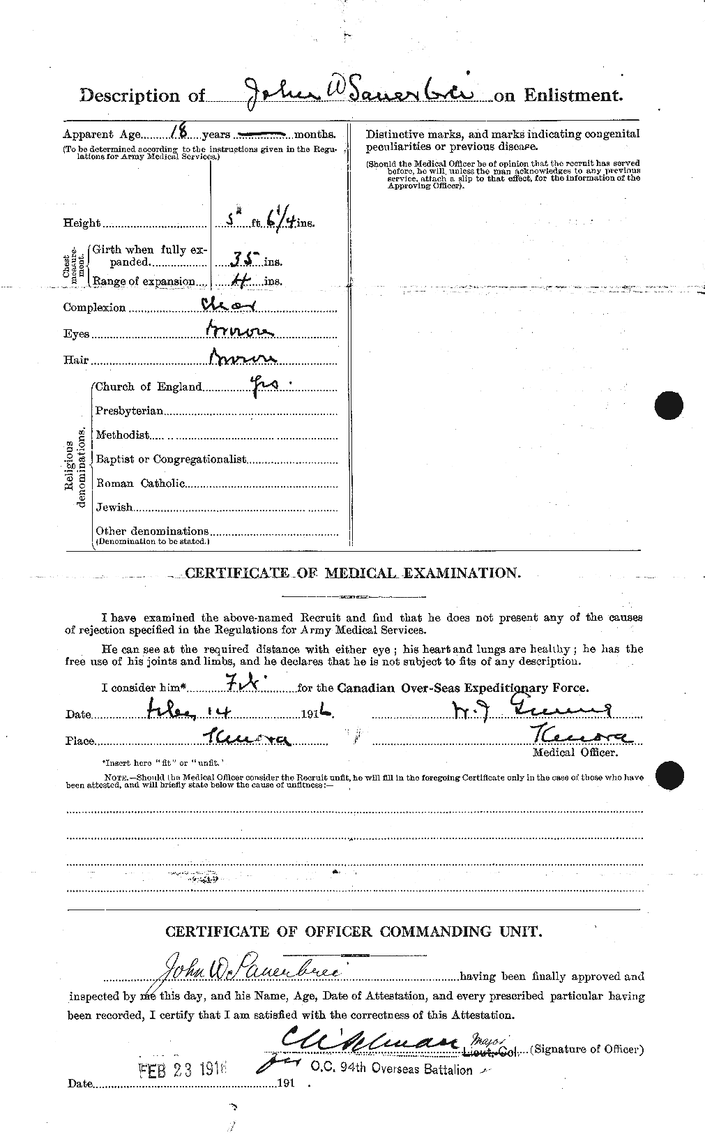 Personnel Records of the First World War - CEF 083160b