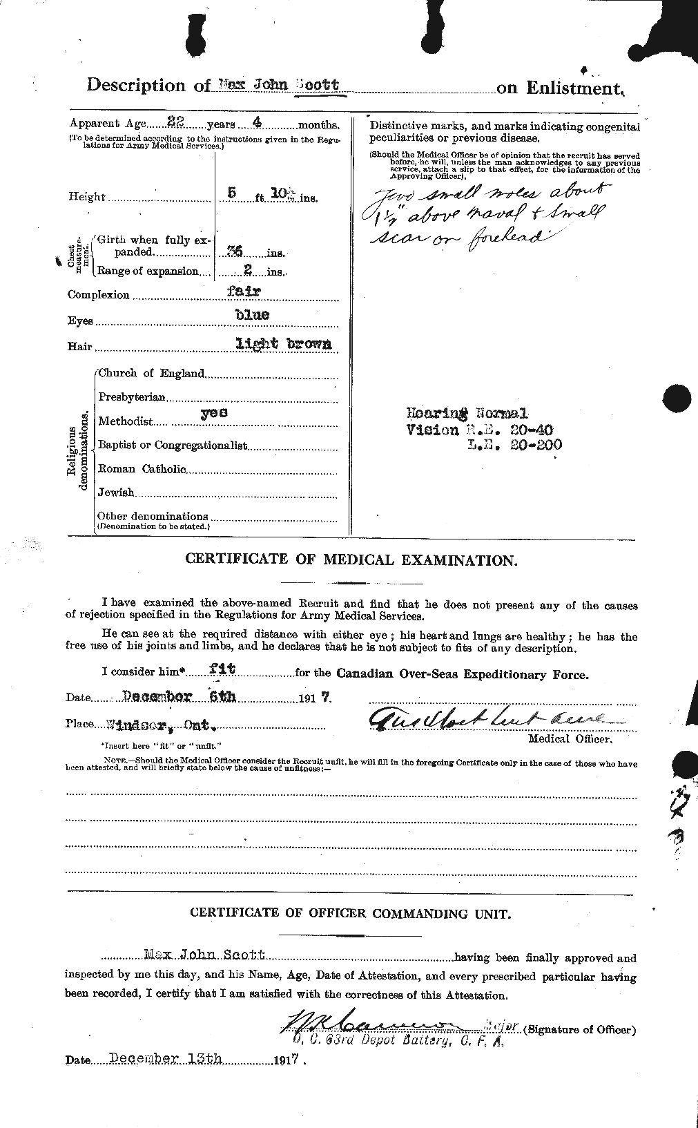 Dossiers du Personnel de la Première Guerre mondiale - CEC 083501b