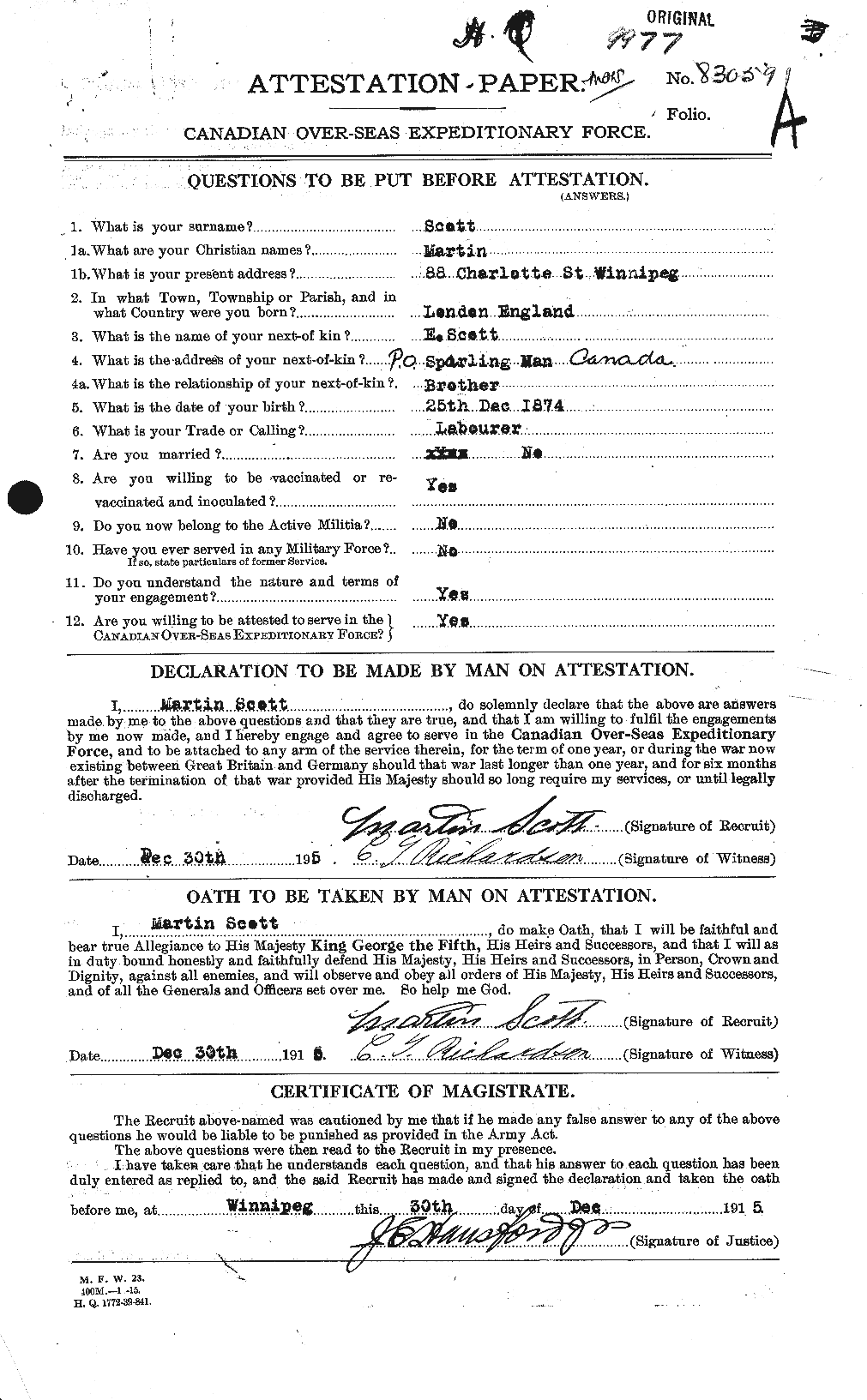 Personnel Records of the First World War - CEF 083510a