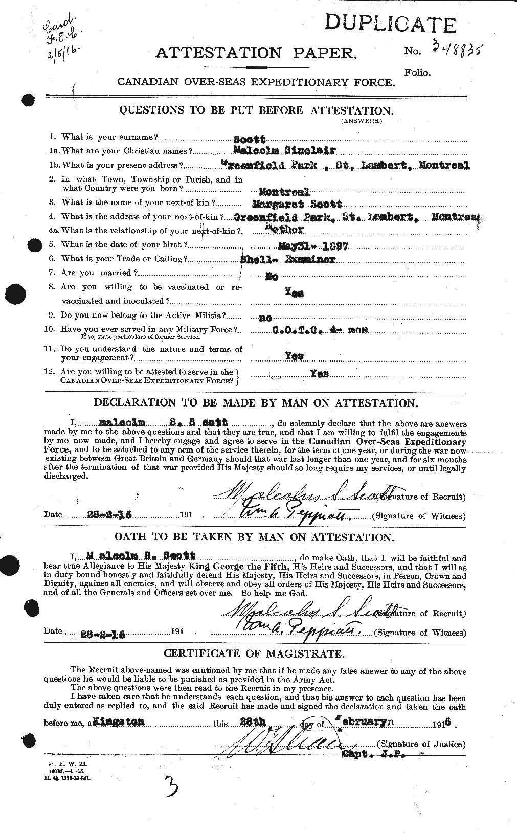 Personnel Records of the First World War - CEF 083513a