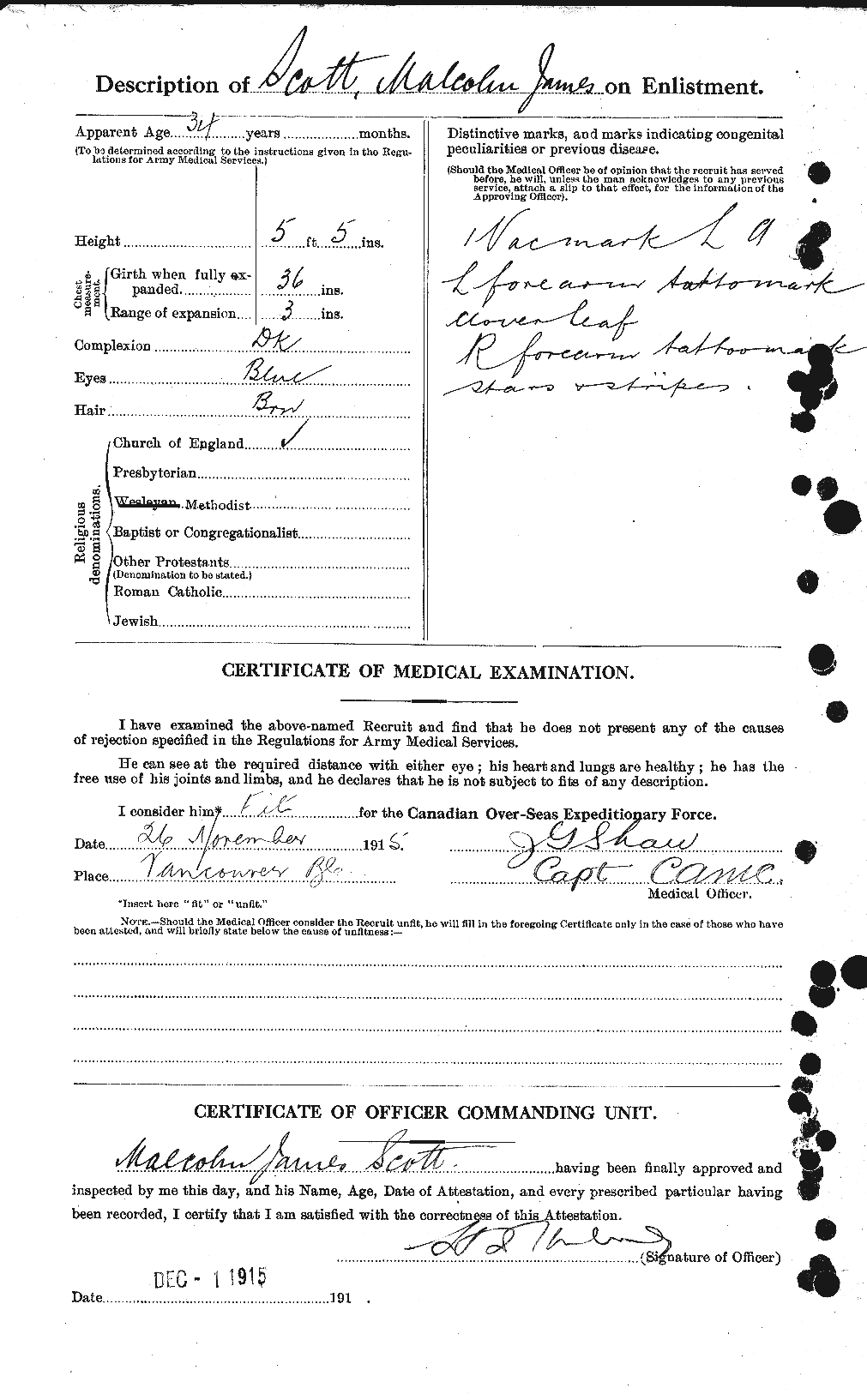 Dossiers du Personnel de la Première Guerre mondiale - CEC 083517b