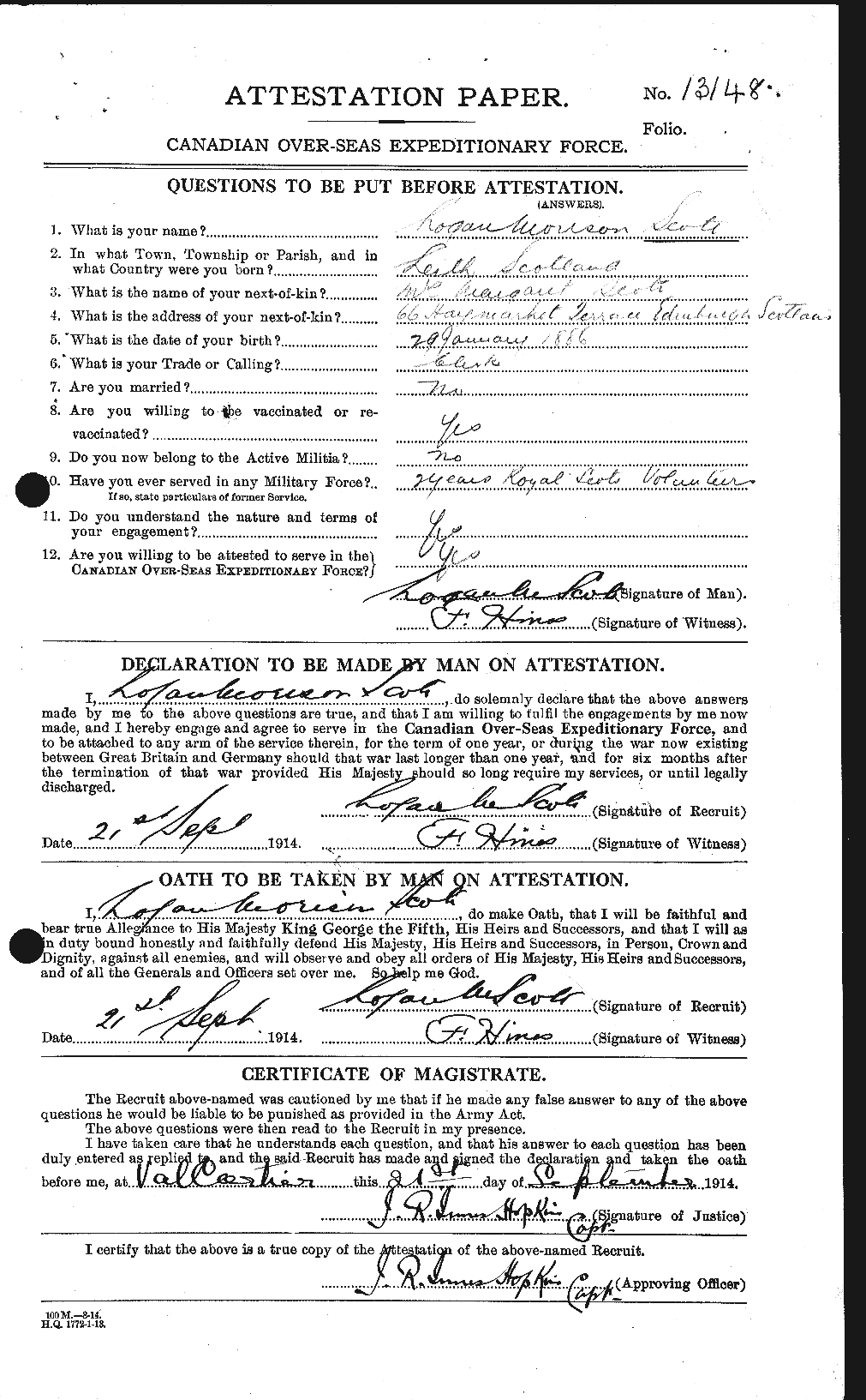 Personnel Records of the First World War - CEF 083530a